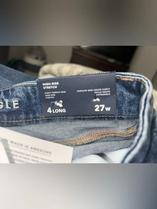 NWT American Eagle Curvy High Rise Mini Skirt Denim Size 4 Long 27W - Picture 10 of 11
